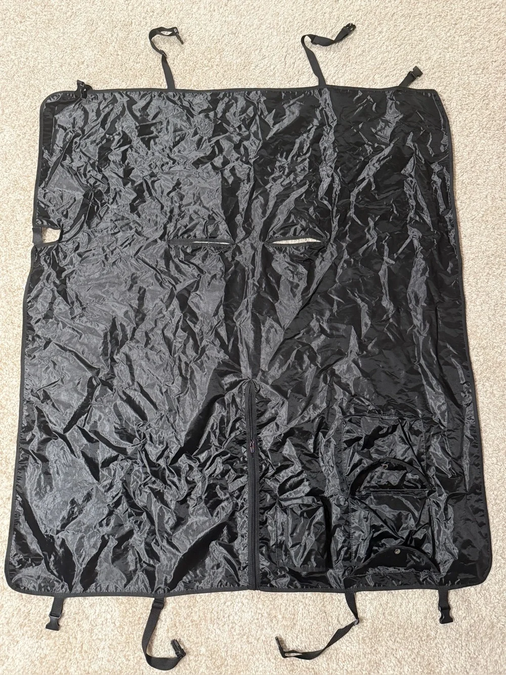 DOG WATERPROOF BLACK BACKSEAT CAR COVER WITH CLUPS AND STORAGE POCKETS